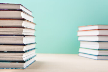 World book and Copyright day, Education concept on Blue Mint Background.