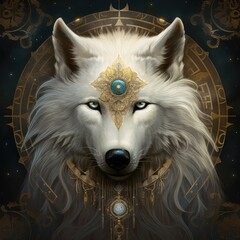 Mystical white wolf