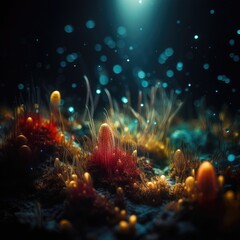 Fototapeta premium Growing microbes and microorganisms under the microscope
