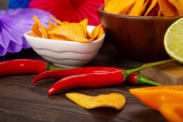 Cinco de Mayo (Fifth of May) Fiesta Celebration Concept on Dark Wooden Background.