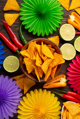 Cinco de Mayo (Fifth of May) Fiesta Celebration Concept on Dark Wooden Background.