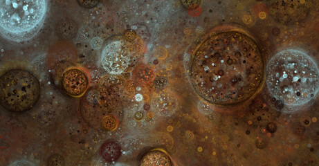 Abstract fractal art background that resembles microorganisms seen through a microscope.