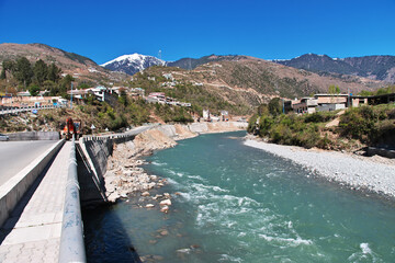 Swat river in the valley of Himalayas, Pakistan