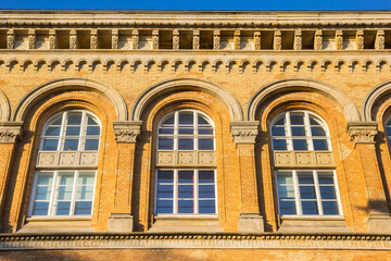 Windows of the historic Landgericht building in Osnabruck, Germany