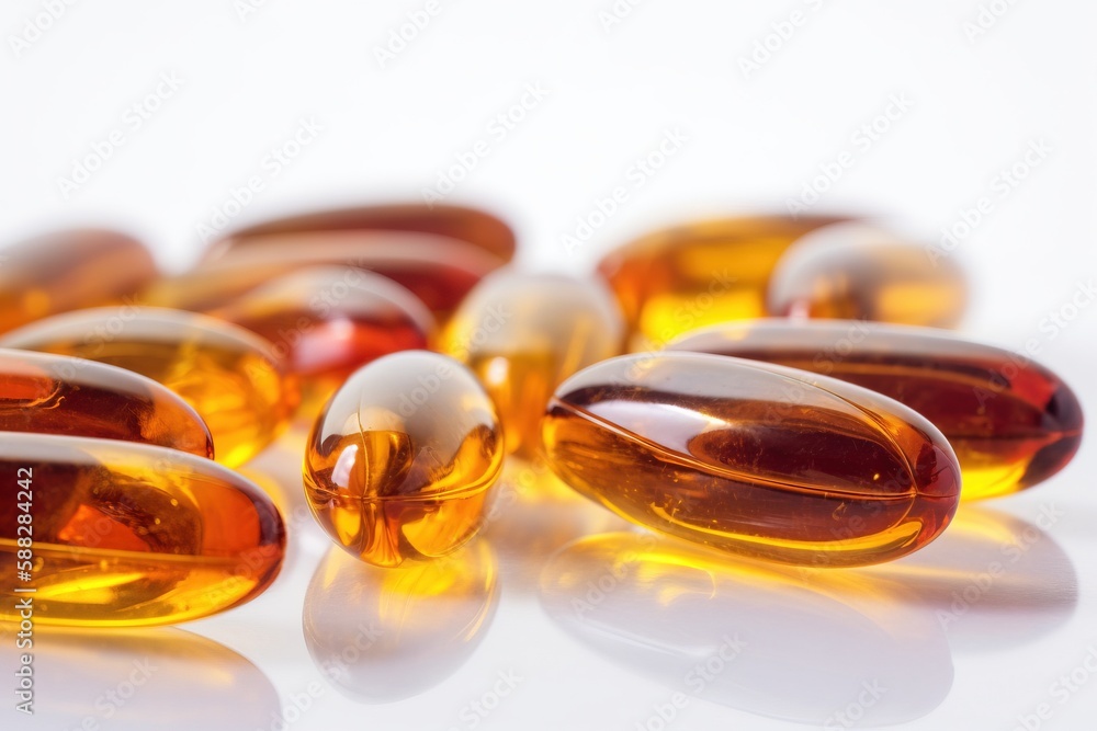 Aufkleber a group of pills sitting on top of a table next to each other on a white surface with a reflection o