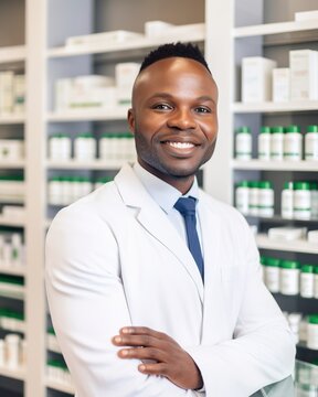 A fictional person. Knowledgeable pharmacist in a modern pharmacy store