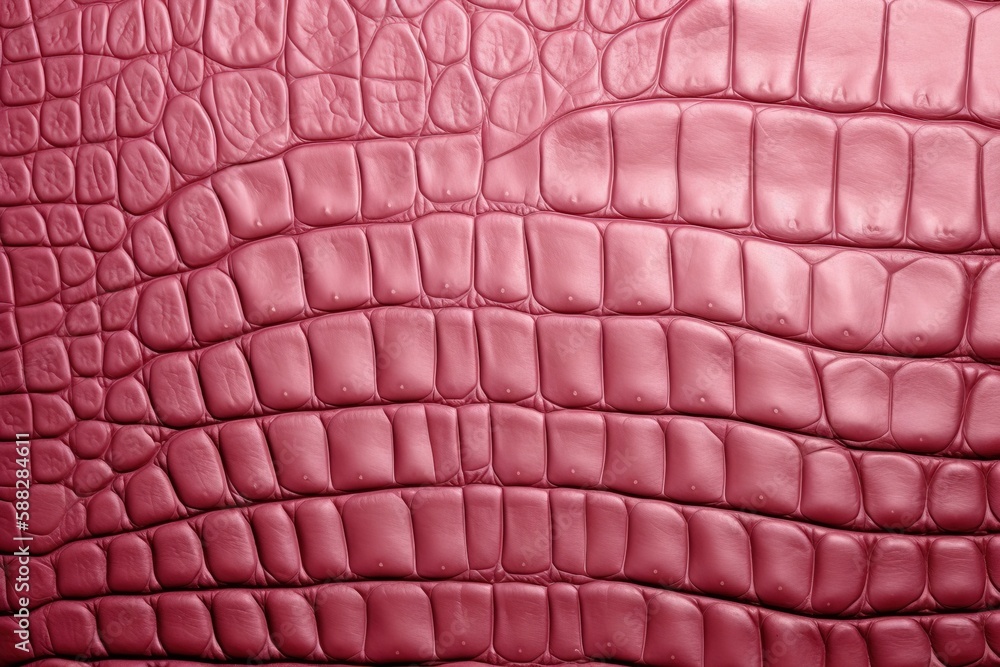 Poster a close up of a pink alligator skin textured with a pattern of squares and rectangles in the center 
