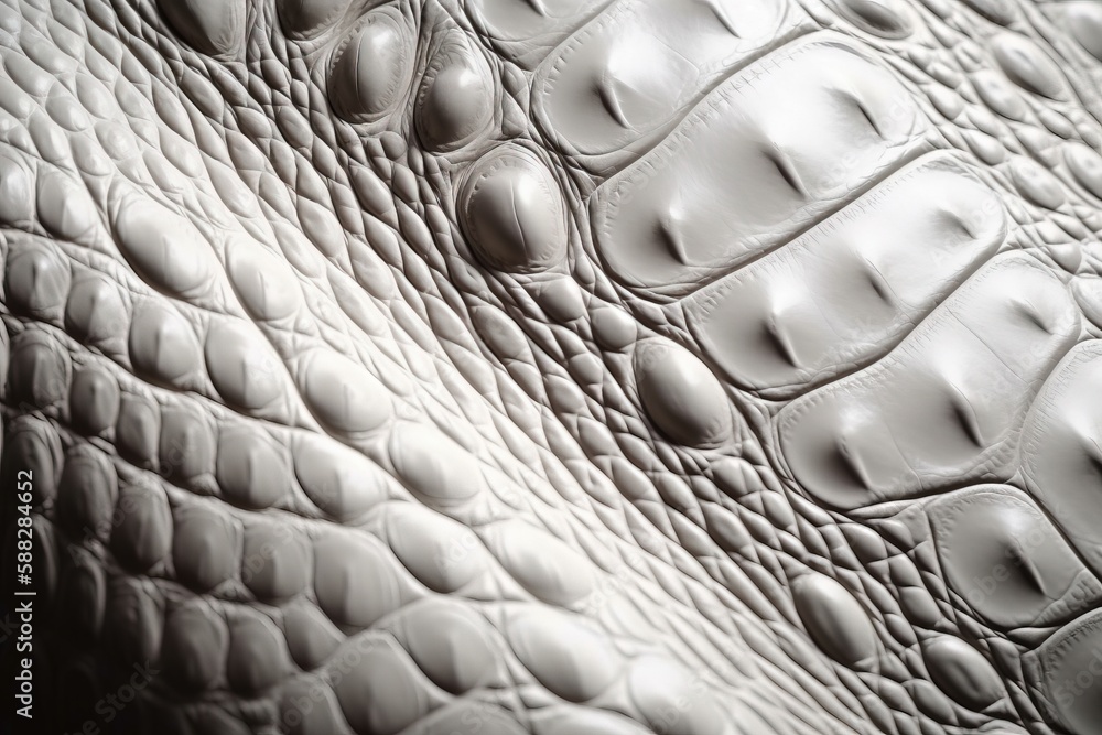 Poster a close up view of a crocodile skin pattern in black and white photo with a soft focus on the crocod