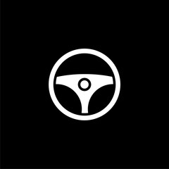 steering wheel icon simple ilustration isolated on black background 