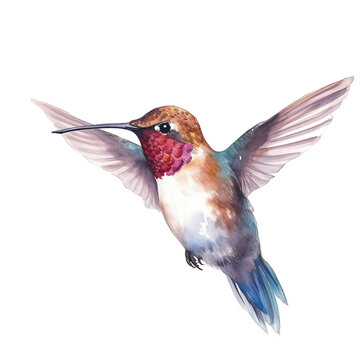 hummingbird watercolor isolated on white background
