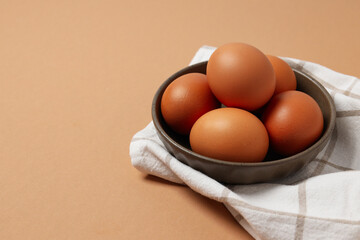 Ingredient for cooking - eggs, space for text