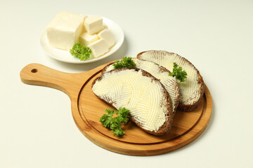 Concept of breakfast, eat food with butter