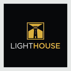 Lighthouse logo template. Building of lighthouse logo vector