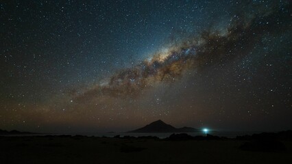 Mesmerizing night landscape of the Pan de Azucar national park under the cloudy sky in Chile