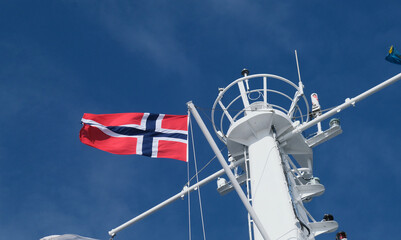 Norway flag flying on a ship