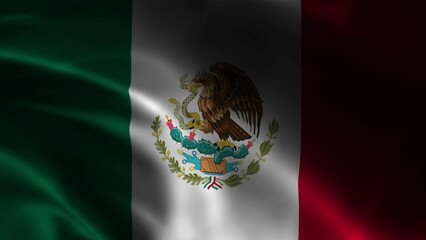 Animation of waving a flag of Mexico, the national flag. Mexican official flag flying in the wind isolated. Realistic waving Mexico flag