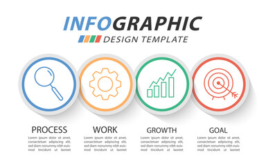 Infographic template. 4 Step timeline journey, Flat simple infographics design template. presentation graph. Business concept with numbers 4 options or steps vector illustration.