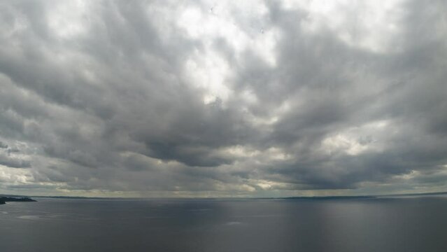 Time lapse of the gloomy gray clouds above the Llanquihue Lake in Chile
