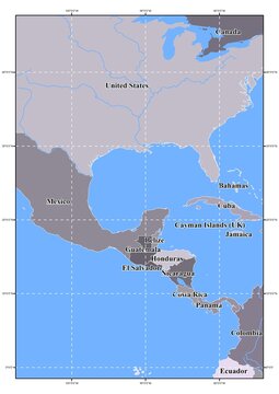 World map classic style grid latlong