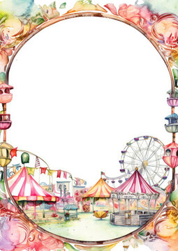 amusement park frame watercolor
