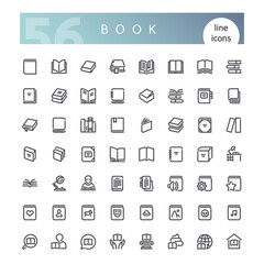 Book Line Icons Set
