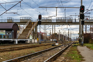 Fototapeta premium Photography to theme railway track after passing train on railroad