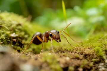 Naklejka premium Ant insect in forest. Generate Ai