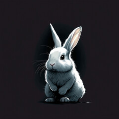white rabbit on black background, Generative AI