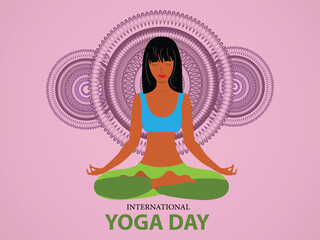 Fototapeta na wymiar illustration of young woman doing yoga. International yoga day background