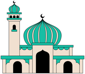 Beige Mosque Moslem Illustrations