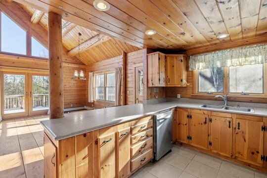 Interior of a wooden house