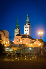 Fototapeta na wymiar Cathedral of Holy Trinity on Andrej Hlinka square in Zilina, Slovakia