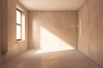 texture minimal window wall plaster beige light design room blank. Generative AI.