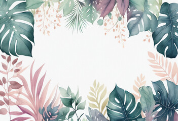 Beautiful Watercolor Floral Frame, Copy Space, Generative AI