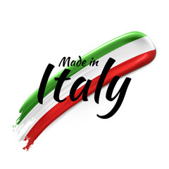 Italy flag made from paint strokes.Vector logos on white background , Made in Italy