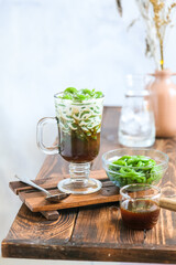 ice cendol on the table, Indonesian popular dessert