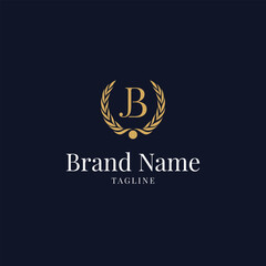 Fototapeta premium modern wheat JB elegance luxury logo navy blue and gold color