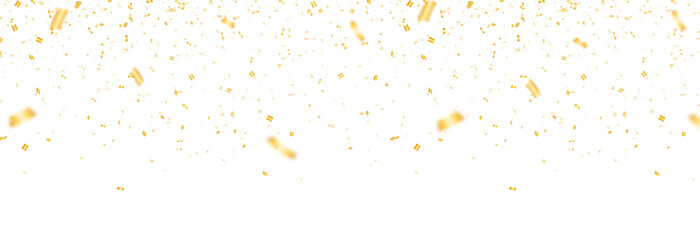 Vector confetti png. Golden tinsel, confetti fall from the sky on a transparent background. Shiny confetti png. Holiday, birthday.