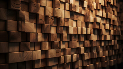 Seamless background wall with wood panel tiles. Generative AI