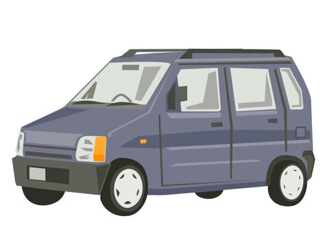 ワゴンタイプの軽自動車（紫）