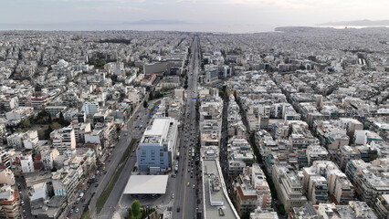 Aerial drone photo of famous National Museum of Contemporary Art in Athens in Syggrou avenue, Attica, Greece