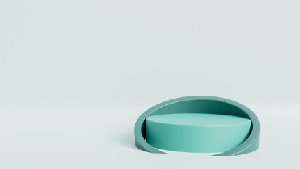 3d product display podium scene with the geometric platform. 3d cylinder stand podium. Commercial background. Geometric forms in modern minimal design. 3d rendering.