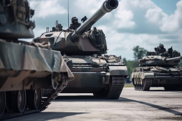 Naklejka premium tank invazion, heavy armored.vehicles weapon war Generative AI