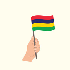 Flag of Mauritius, Hand Holding flag