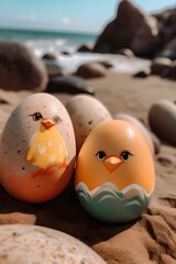 Easter eggs at a beach