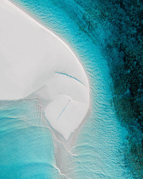 Aerial View Of A Person Standing On Turquoise Bay, Western Australia, Australia.