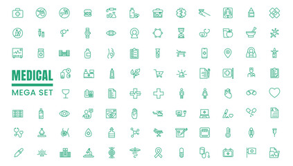 Medecine and Health flat icons. Collection health care medical sign icons.Medical Vector Icons Set.