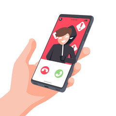 A fake thief calls the smartphone. fraud scam and steal private data on devices. vector illustration flat design for cyber security awareness concept.	