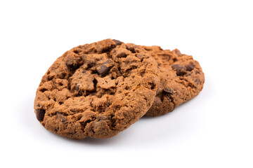 Chocolate chip cookies isolated on white
