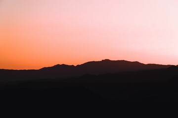 Silhouette of a hills on the sunset